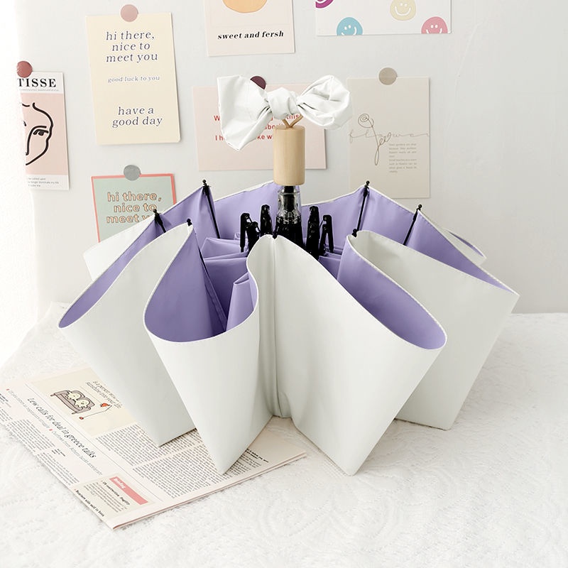 Ô chống nắng, chống tia cực tím, ô che nắng có giá trị cao, ô gấp cho nữ, ô che nắng và mưa, keo màu đơn giản phong cách instagram