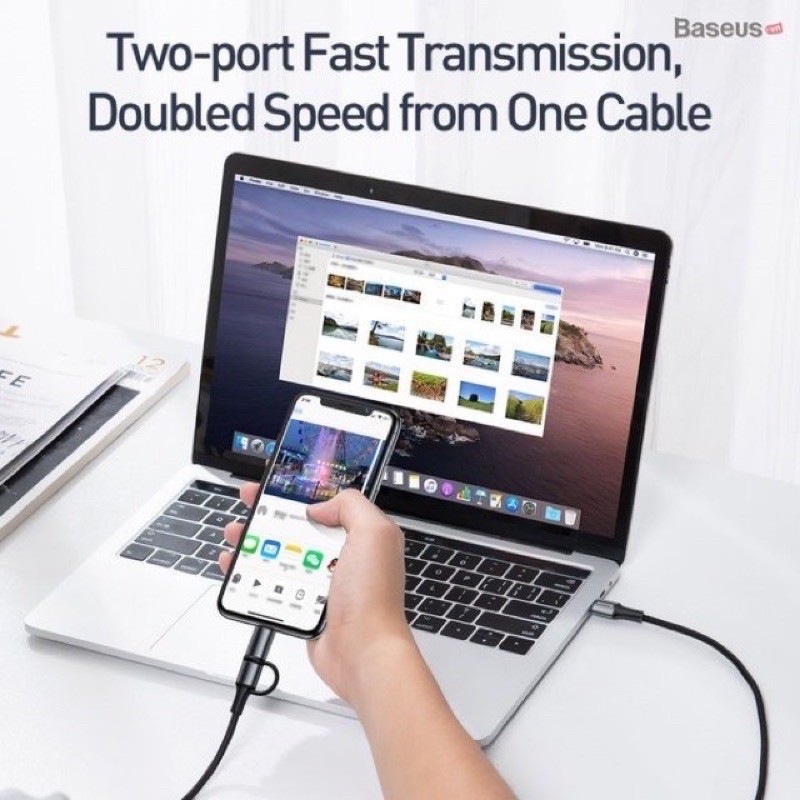 Cáp sạc nhanh siêu bền Baseus 2 in 1