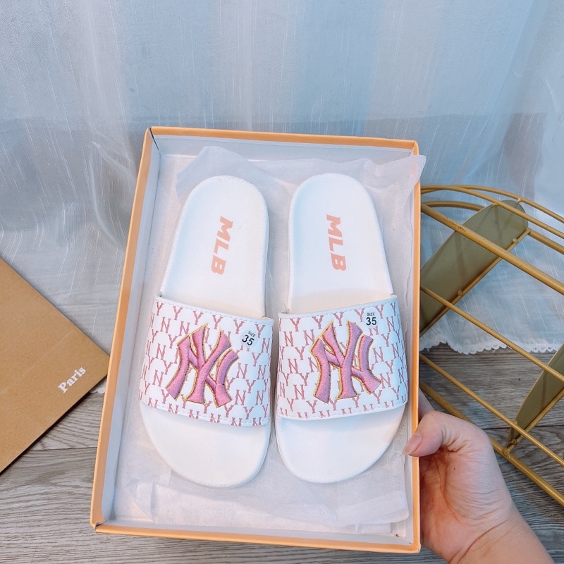 Dép unisex ❤️FREESHIP❤️ dép M.L.B ny bóng chày  ngang thể thao nữ Thêu NY-NY nỗi nhiều màu xịn gv