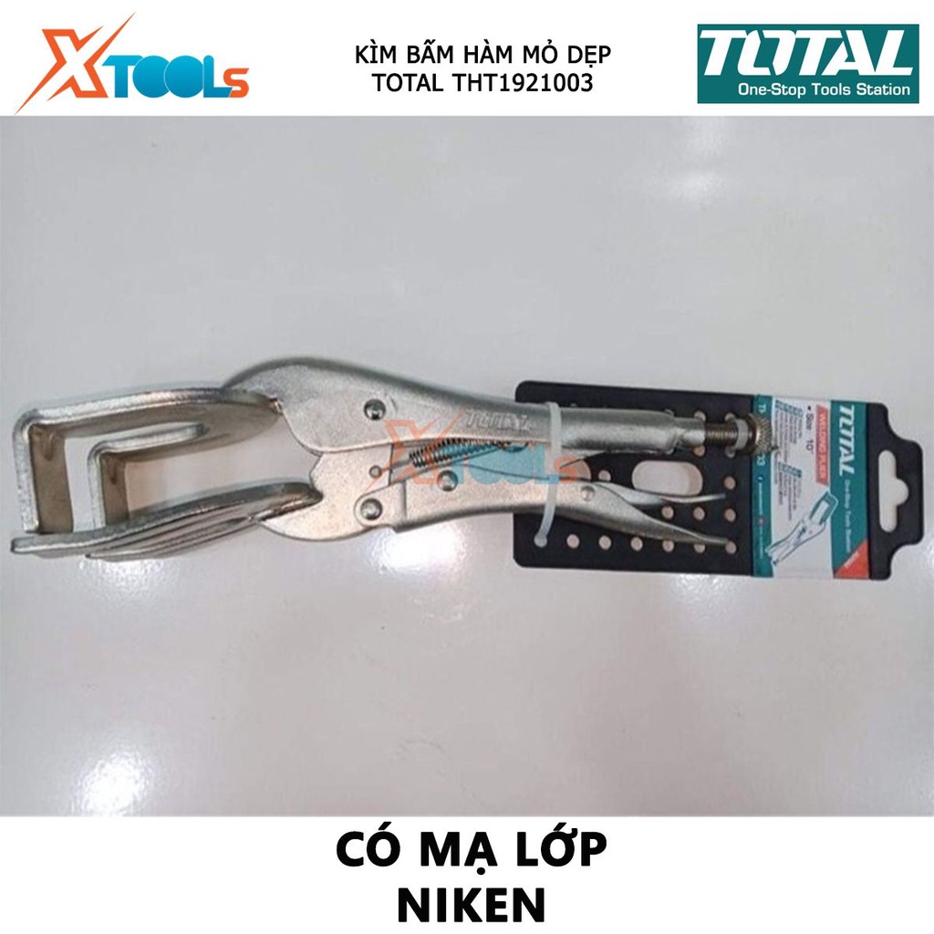 Kìm bấm hàn mỏ dẹp TOTAL THT1921003 | kềm bấm hàn kích thước 10 inch/250mm có mạ lớp niken kẹp chặt, khóa, hỗ trợ siết l