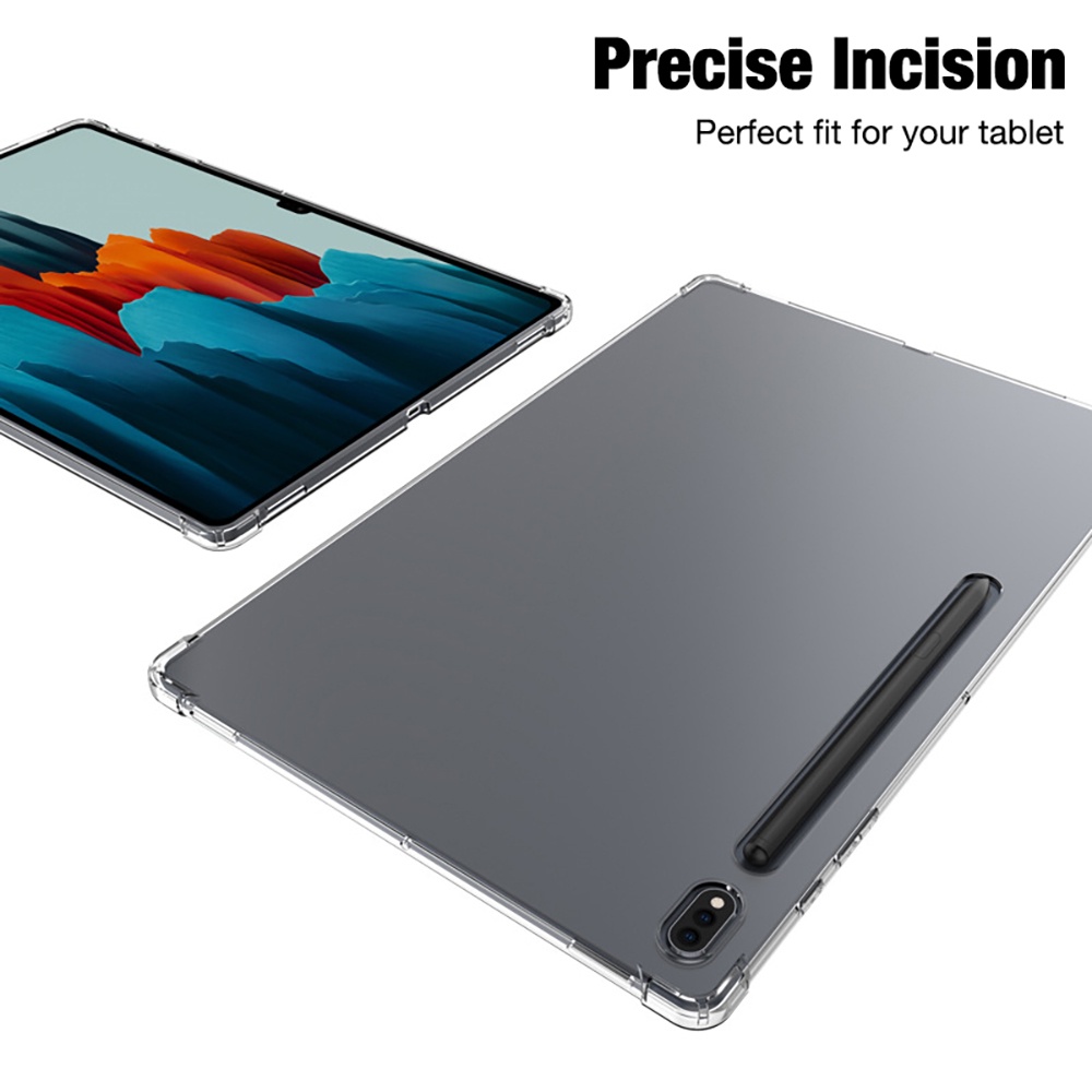 Ốp Máy Tính Bảng Silicon Trong Suốt + Miếng Dán Bảo Vệ Màn Hình Chống Sốc Cho Samsung Galaxy Tab S7 / Plus / FE