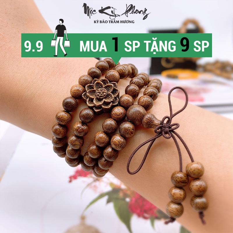 Charm Hoa Sen Mix Vòng Tay Trầm Hương [Mộc Kỳ Phong] Chuỗi tràng hạt 108, 216, Vòng Đơn Nam Nữ Đủ Size, Trầm Tự Nhiên