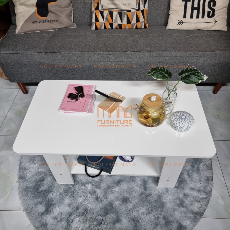 Bàn sofa phòng khách, bàn trà, Cafe mặt gỗ chữ nhật, kiểu dáng chắc chắn, mẫu bt06
