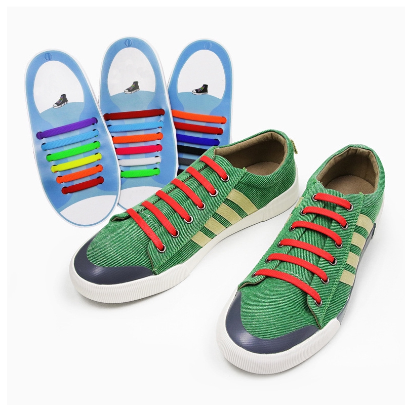 Set 16 Dây Giày Thể Thao Bằng Silicone Không Cần Buộc Co Giãn Dùng Cho Người Lớn Trẻ Em