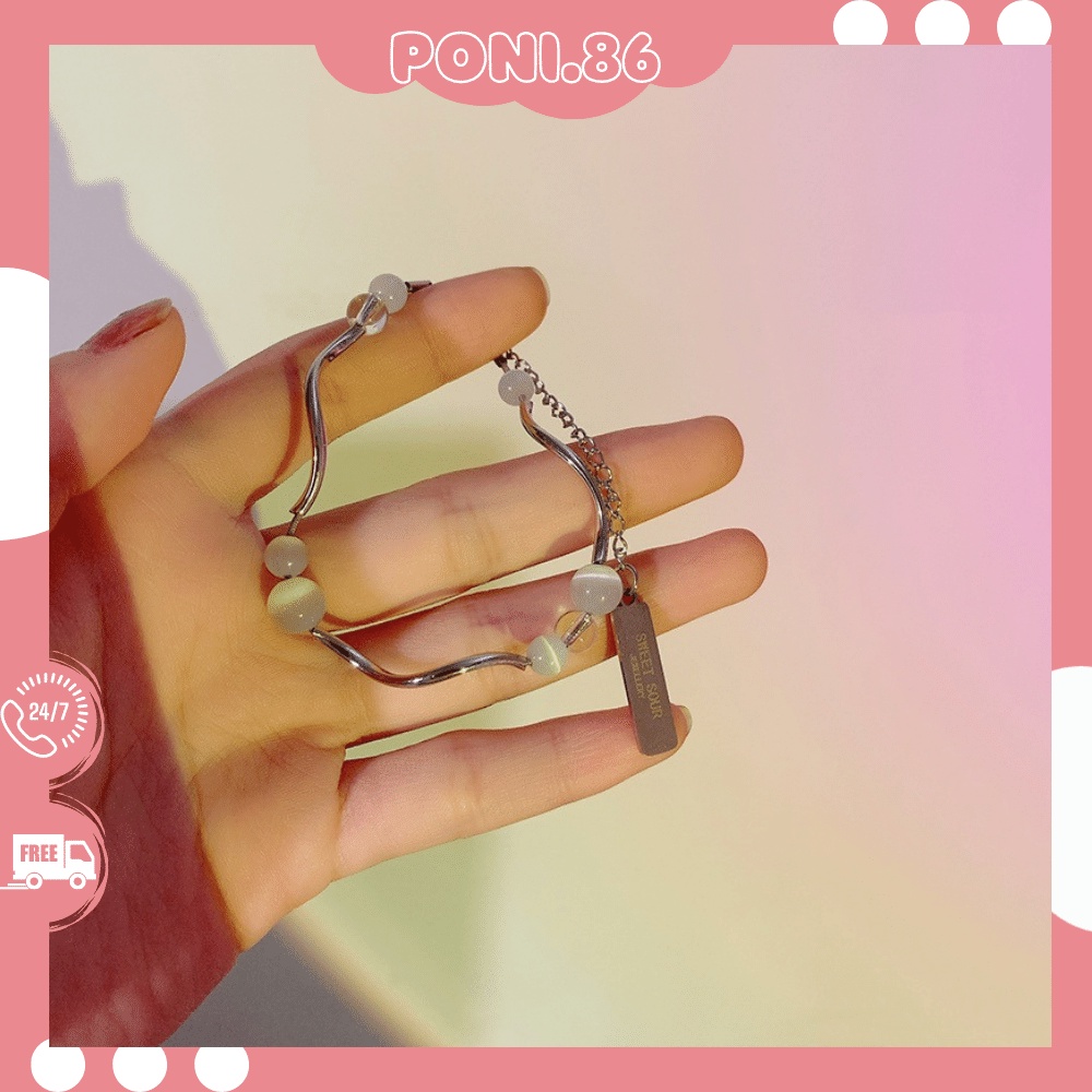 Lắc tay vòng tay đính đá mắt mèo dễ thương đáng yêu phong cách tiểu thư