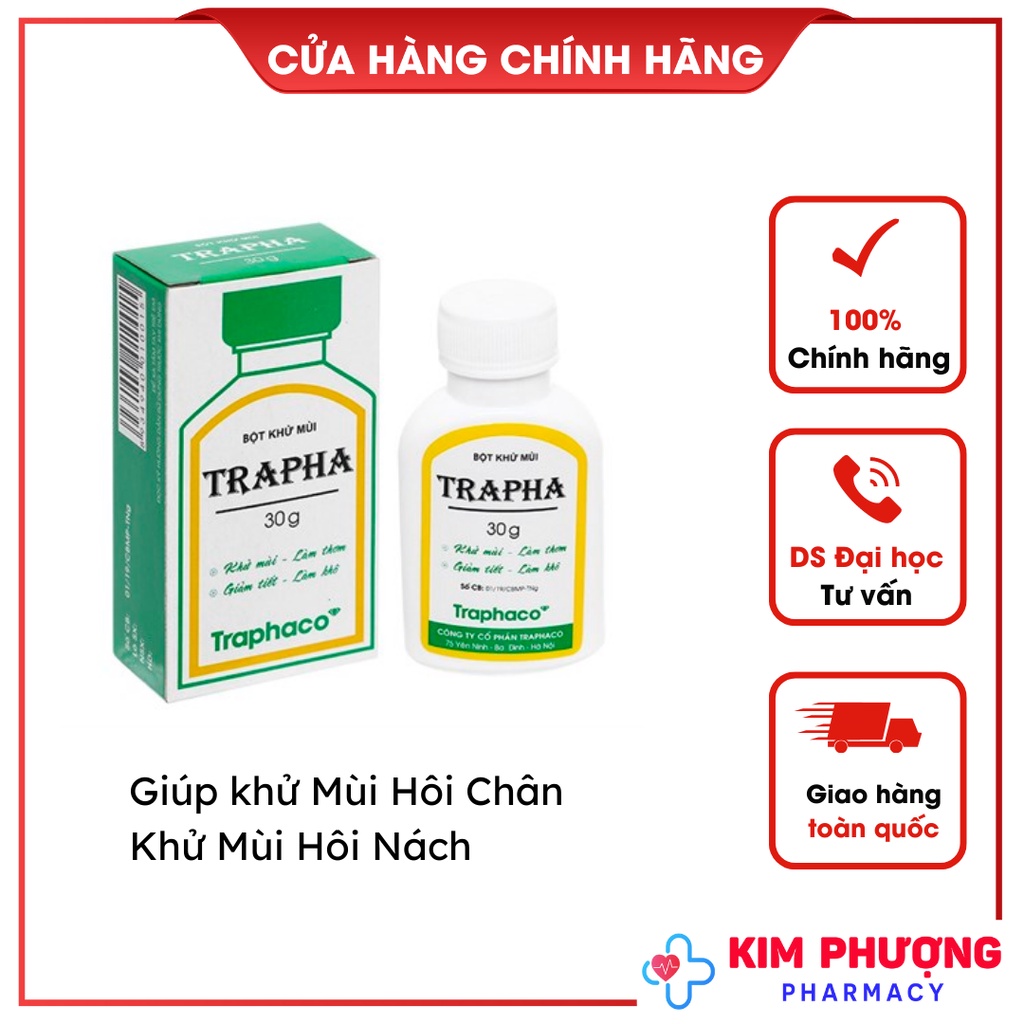 Trapha - Giúp khử mùi, làm thơm, ngăn ngừa các tác nhân gây mùi hôi nách, hôi chân, giảm tiết mồ hôi ở chân và nách