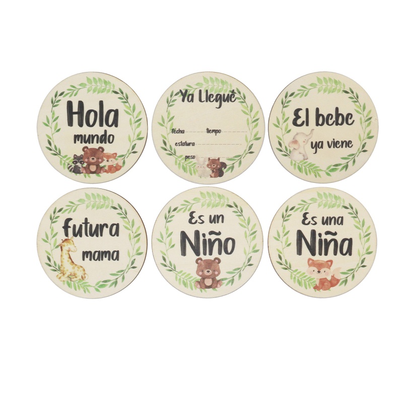 Set 6 Tấm Thẻ Đánh Dấu Cột Mốc Tháng In Họa Tiết Động Vật Hoạt Hình Cho Bé