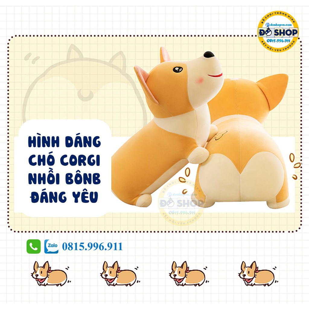 Thú Nhồi Bông Chú Chó Corgi Đáng Yêu Loại Xịn Cao Cấp - Đô Shop