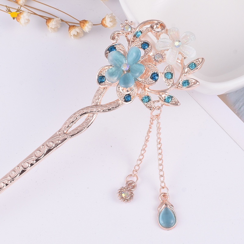 Trâm Cài Tóc Đính Đá Opal Phong Cách Dân Tộc Cổ Điển