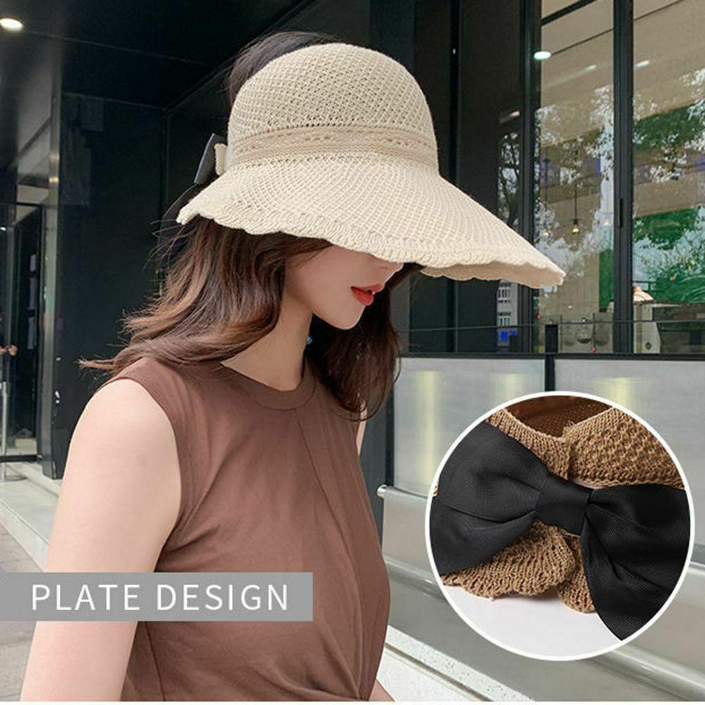 NIUYOU Mũ Đi Biển Chống Nắng Đính Nơ Có Thể Gấp Gọn Tiện Lợi