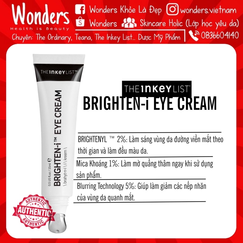 Kem dưỡng mắt The INKEY List Brighten-i Retinol Caffein Eye Cream 15ml (Bill US) | BigBuy360 - bigbuy360.vn