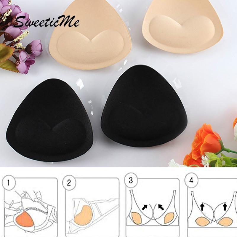 SweeticMe Women's 1Pair Bikini Insert Breast Pads Sponge Removeable Swimsuit Bra Enhancers Pads Push Up Bra