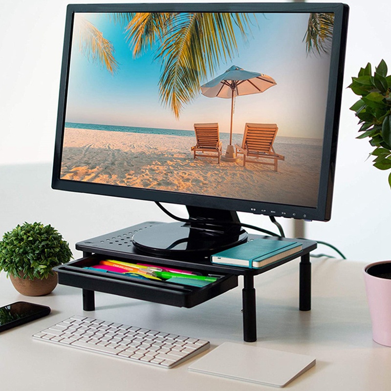 Monitor Stand Raiser in Adjustable Ergonomic Height with Ventilation Holes Platform for Monitor, Laptop, Printer | BigBuy360 - bigbuy360.vn