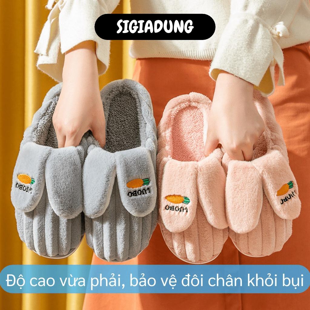 [SGD] Dép Bông Ulzang - Dép Lông Sọc Tai Thỏ Mang Trong Nhà, Giữ Ấm Đôi Chân 10520