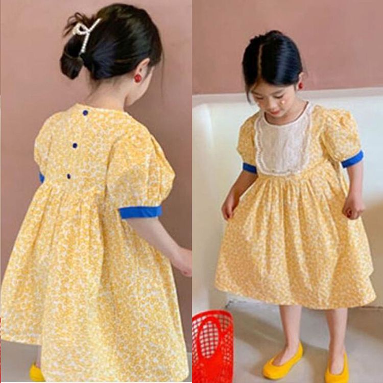 Đầm Công Chúa Mùa Hè Một Mảnh Họa Tiết Hoa Phong Cách Ngọt Ngào Cho Bé Gái 3-8 Tuổi