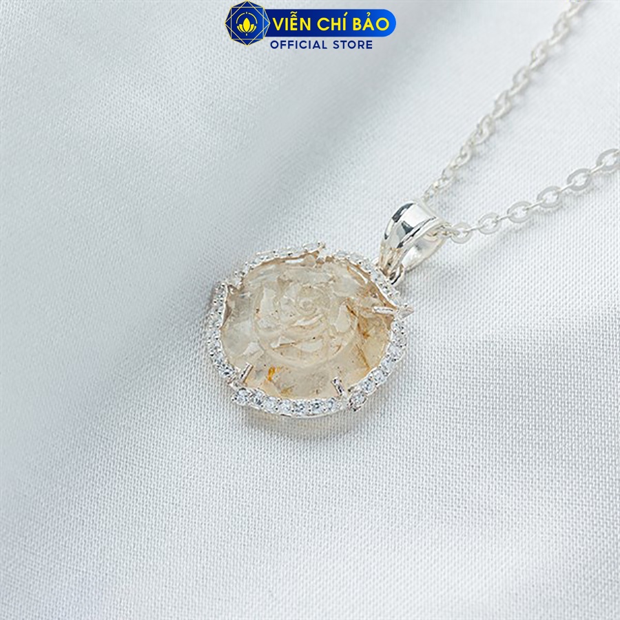 Mặt dây chuyền hoa mẫu đơn đá  tóc vàng - chất liệu bạc 925 thời trang phụ kiện trang sức Viễn Chí Bảo M600055