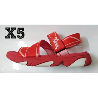 Giày sandal nữ XAVIER đỏ sọc trắng đi học đi làm [ẢNH THẬT]