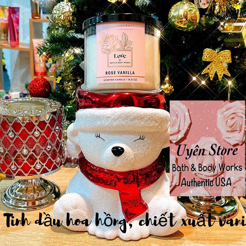 LOVE ROSE VANILLA - Nến Thơm 3 Bấc Bath &amp; Body Works Usa