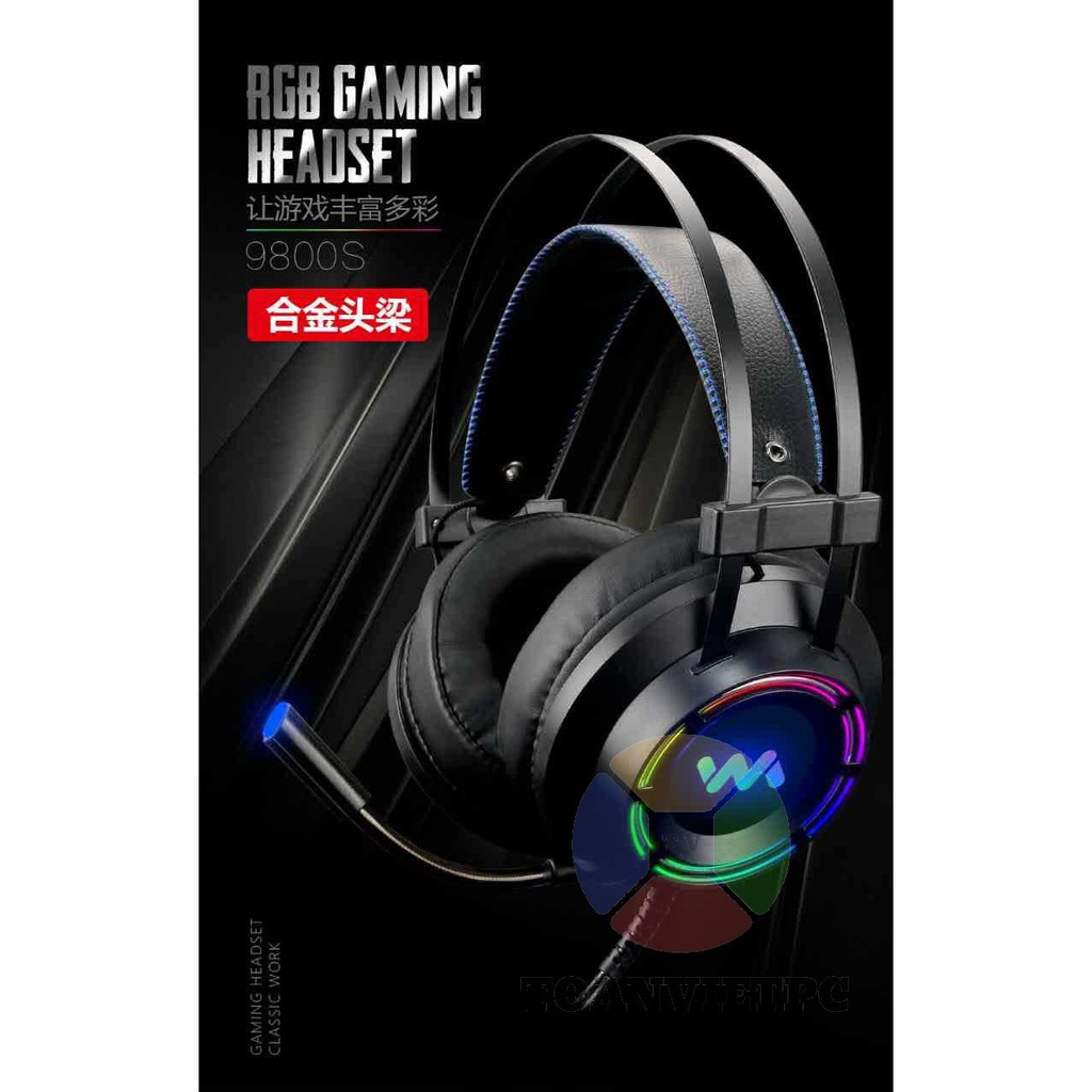 Tai Nghe Wangming 9800S Led RGB Chuyên Game Văn Phòng Có Mic Chất Lượng Cao Mẫu Đẹp