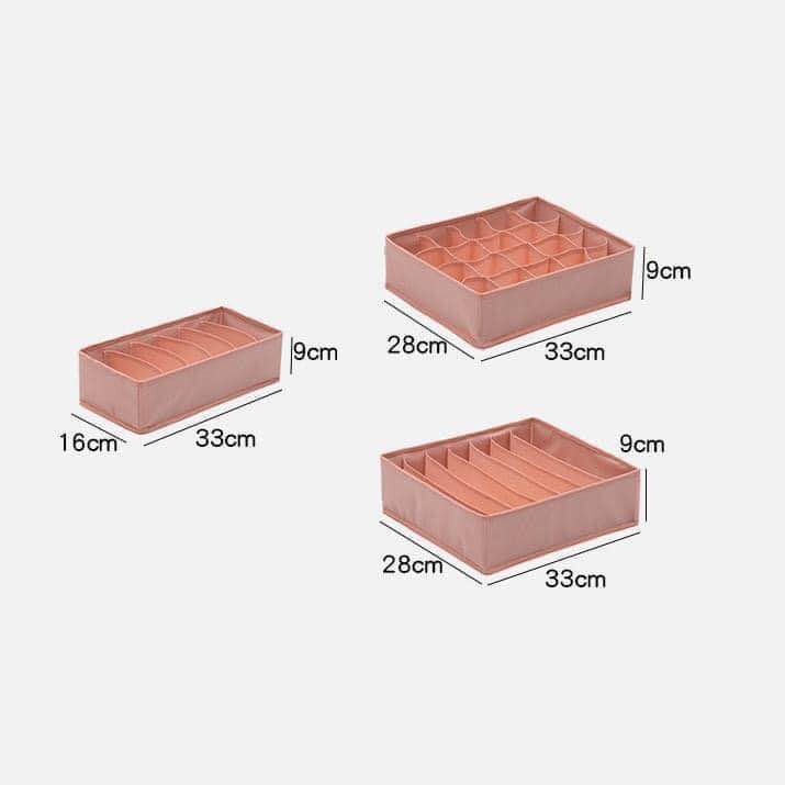 Set 3 Khay Đựng Đồ Lót Hộp Vải Đựng Quần Áo Có Khay Chia Ngăn Hộp Đựng Đồ Lót Sắp Xếp Tủ Quần Áo Gọn Gàng
