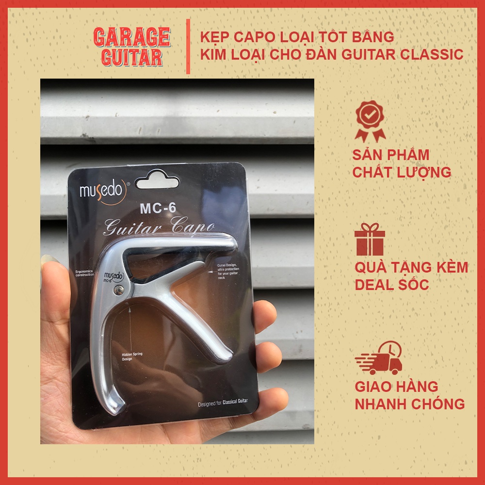 Kẹp capo bằng kim loại tốt dành cho đàn Guitar Classic MUSEDO MC-6 Garage Guitar