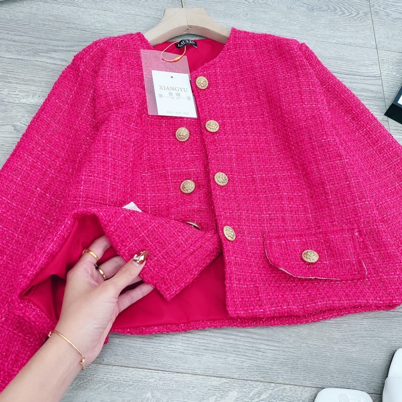 [ 𝐅𝐑𝐄𝐄 𝐒𝐇𝐈𝐏 ] ÁO KHOÁC HỒNG DẠ HỒNG SEN . VẢI DẠ CARO NHŨ QC CAO CẤP DẶM K NGỨA