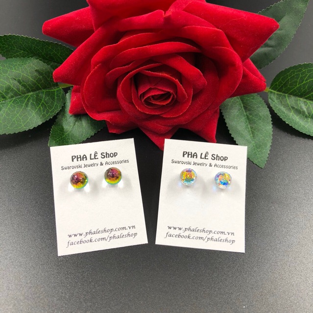 Bông Sát Tai Pha Lê Tròn Dát Nhiễn Được Thiết Kế Từ Pha Lê Swarovski