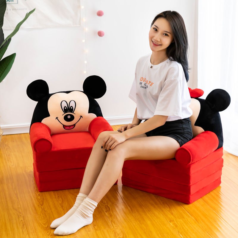 Ghế sofa trẻ em Pikachu dễ thương giường gấp hoạt hình cho bé trai và gái dành sơ sinh có thể tháo rời giặt được