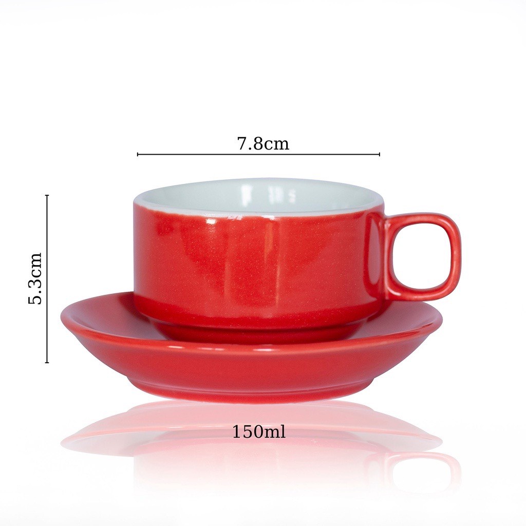 Ly Cà Phê Tách Cafe Vuông 150ml Gốm Sứ Bát Tràng Cao Cấp nhiều màu