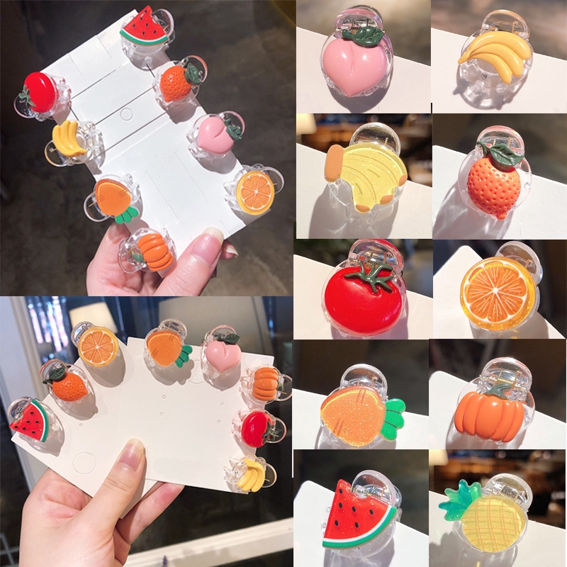 Kẹp tóc mini trong suốt hình trái cây dễ thương