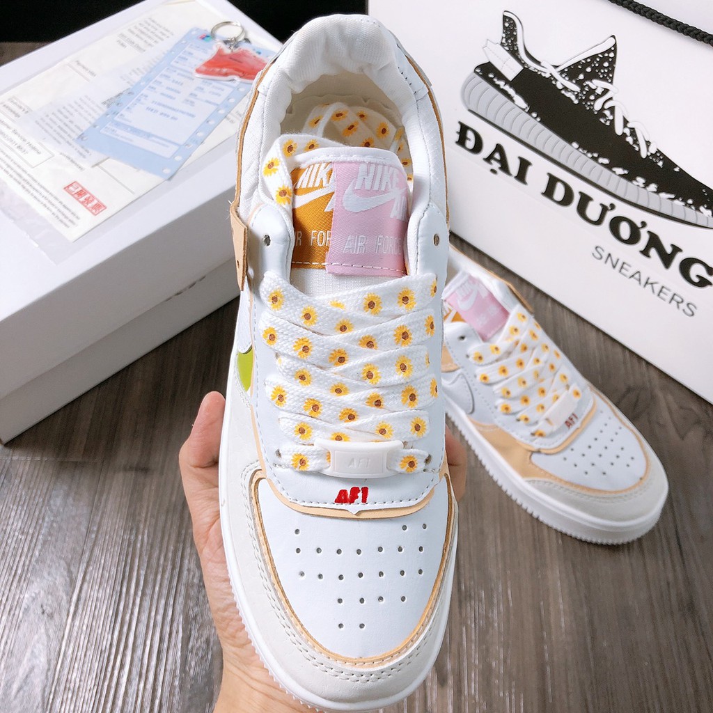 giày Force hoa cúc vàng foce hoa cúc vàng giày af1 hoa cúc giày air force 1 cúc vàng giày tăng chiều cao giày nữ