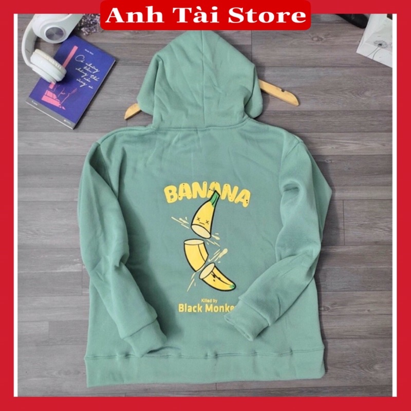 Áo khoác nỉ hoodie nam nữ Unisex chất thun nỉ ngoại mềm mịn đẹp fom dưới 70kg phong cách Hàn Quốc in hình Banana AT 013 | BigBuy360 - bigbuy360.vn