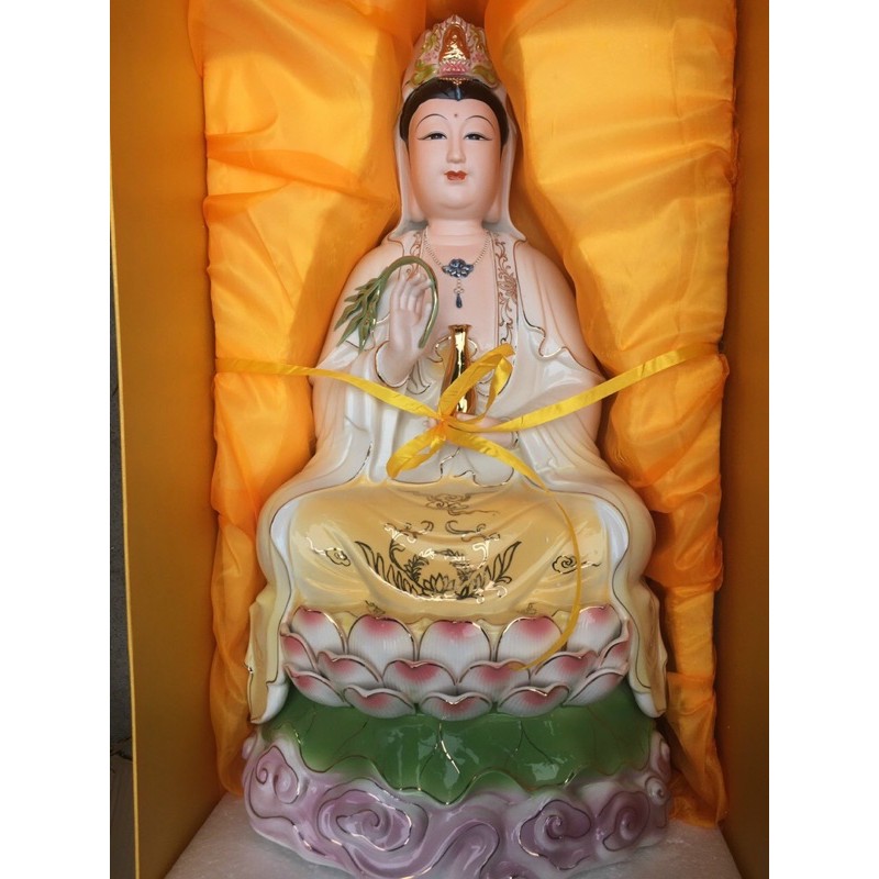 tượng quan âm da hồng - tượng quan âm sứ cao cấp
