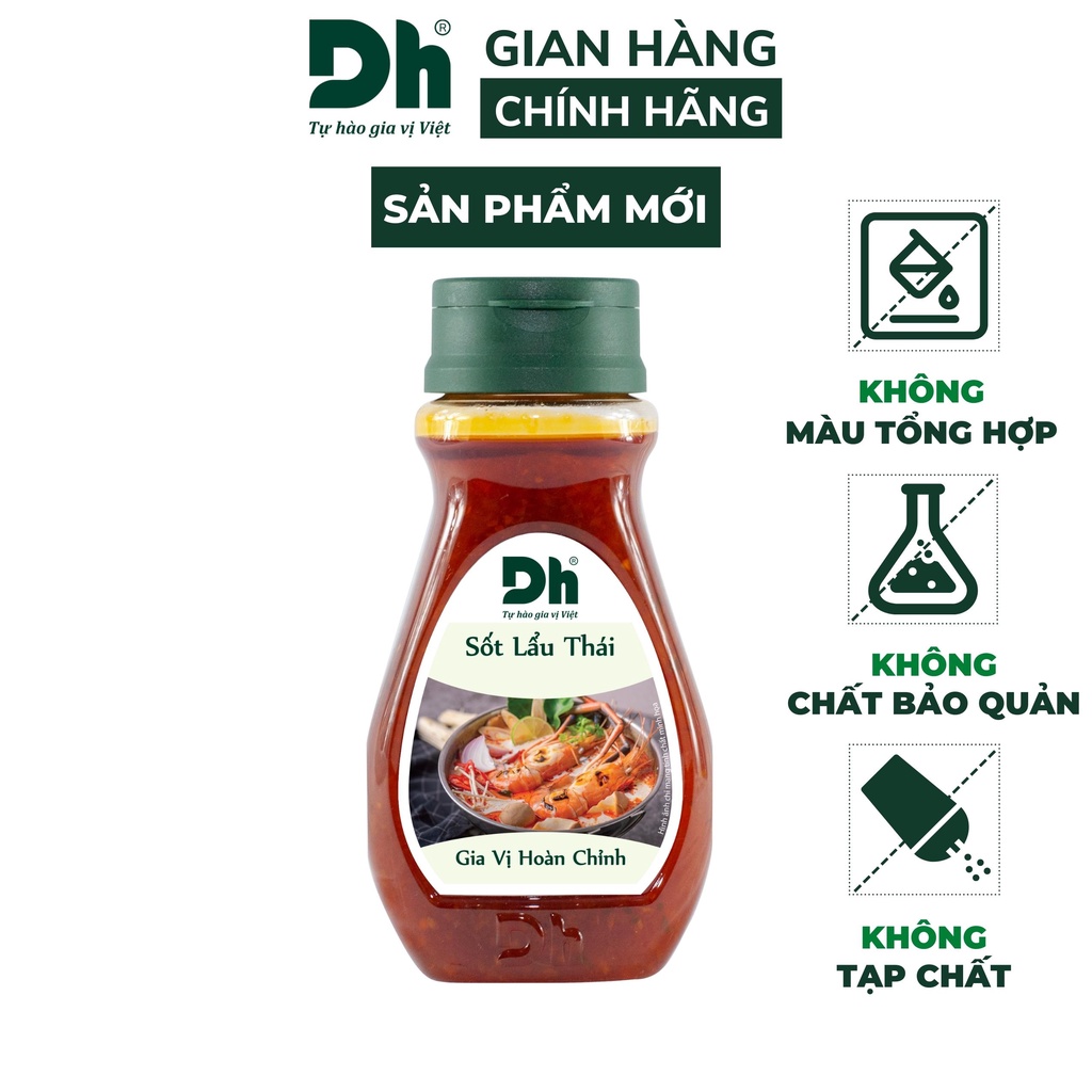 Sốt lẩu Thái Dh Foods gia vị hoàn chỉnh làm nước dùng lẩu Thái sẵn thành phần tự nhiên lọ 200gr