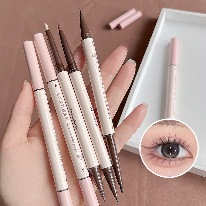 ✨✨Bút kẻ mắt 2 đầu Maxfine Eyeliner ngòi bút siêu mảnh chống nước, chống trôi