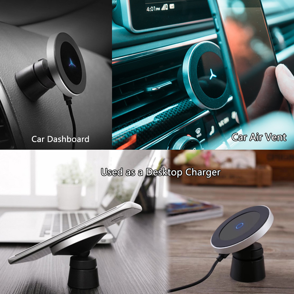 360 Rotate Magnetic QI Car Wireless Charger Stand Dashboard Air Vent Bracket For IPhone 12 11 Pro X XR XS Max Samsung S9 S8 S10 S20