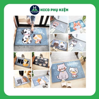 Thảm lót lau chân 3D in hình họa tiết siêu thấm chống trượt (Mẫu ngẫu nhiên)