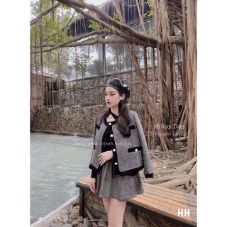Set ÁO KHOÁC DẠ PHA VIỀN NHUNG