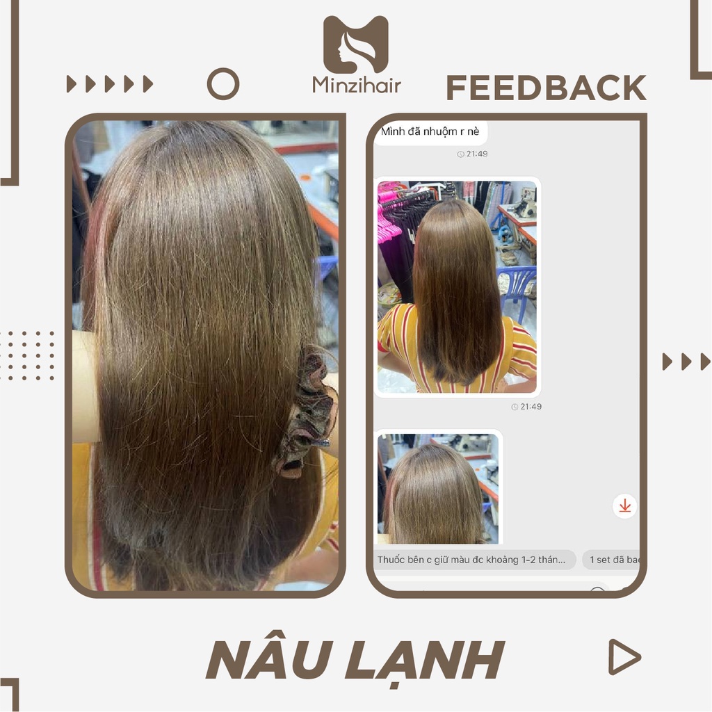 Thuốc Nhuộm Tóc Màu Nâu Lạnh - Lên Từ Nền Đen Không Tẩy | Minzihair HCM