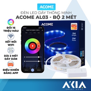 Đèn LED dây thông minh AKIA Wi-Fi RGB 16 triệu màu ACOME AL03, dán trang trí nhiều hiệu ứng, công suất 5W, BH 12 tháng
