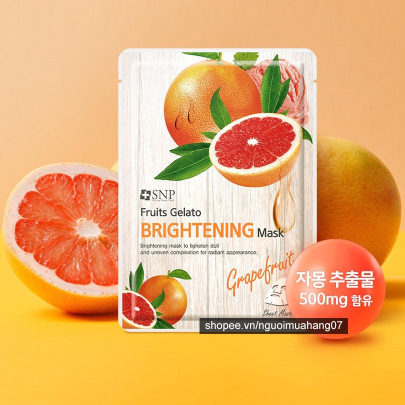 Mặt Nạ Dưỡng Trắng Da Tinh Chất Bưởi SNP Fruits Gelato Brightening Mask
