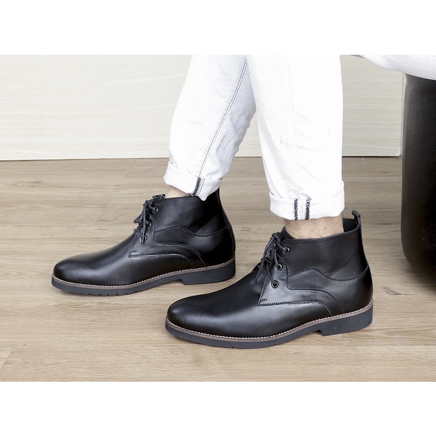 GIÀY BOOTS NAM SIÊU NHẸ T&TRA TĂNG CAO 7CM – S1078 ĐEN- DA BÒ THẬT 100% | BigBuy360 - bigbuy360.vn