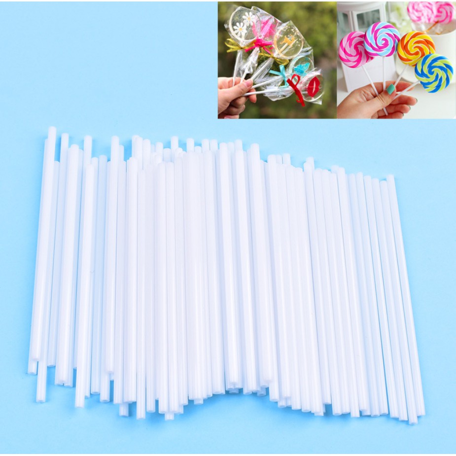 Túi 50 que làm kẹo mút kẹo sô cô la, que kẹo mút cakepop, que nhựa