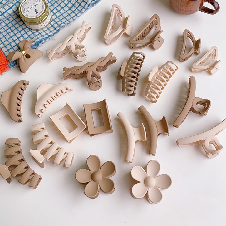 Kẹp tóc càng cua Hàn Quốc tone màu trà sữa cà phê hot trend cho nữ YOS