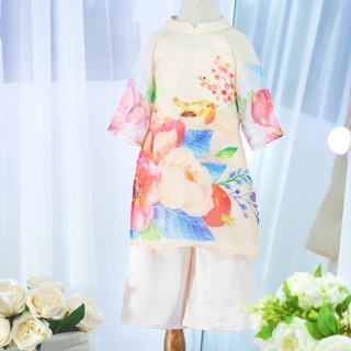 Áo dài thỏ ngọc thạch lựu sale lẻ size