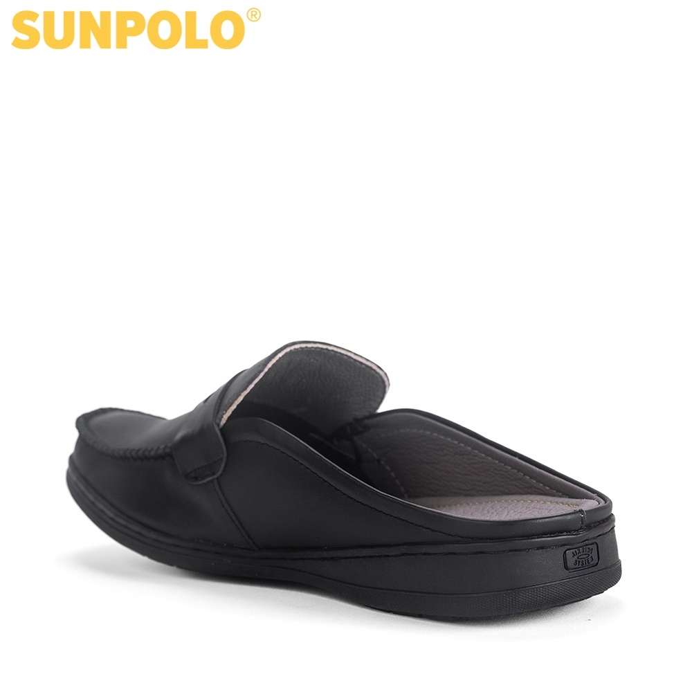 Dép Sapo Nam Da Bò SUNPOLO Đen Nâu - SPO197