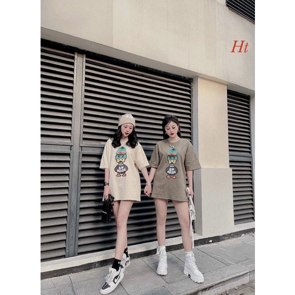 Áo phông tay lỡ vịt mũ xanh H2A887