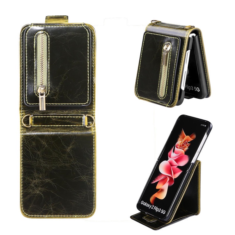 Bao da điện thoại HOCE nắp gập có khóa kéo cho Samsung Galaxy Z Flip 3 Z Flip3 Z Flip 4 5G zflip4