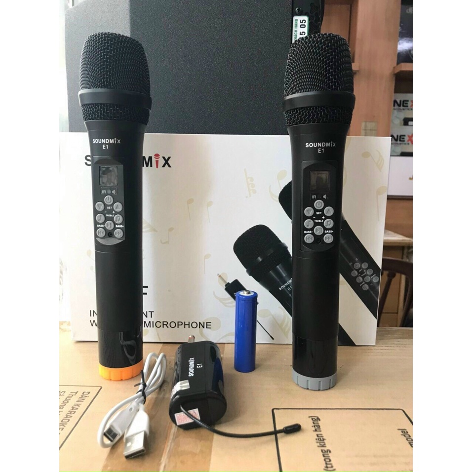 Micro không dây Echo SoundMix E1 - Micro Không Dây Cao Cấp Tích Hợp Bass, Treble và Echo - Hàng Chính Hãng
