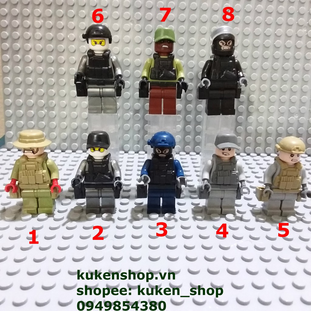 Minifigures Lính Các Loại Full Giáp Mũ Đai NO.389